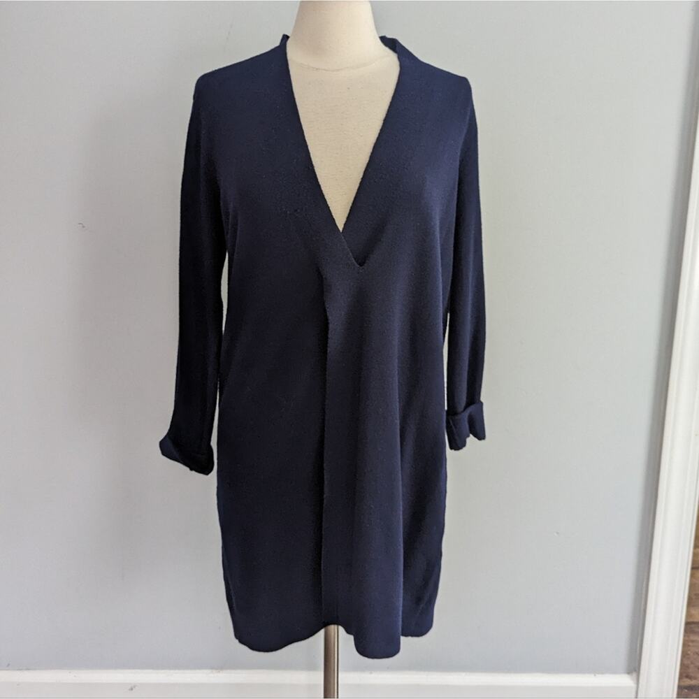 Women's Eileen Fisher Navy Small Wool Blend Sweater Open Front